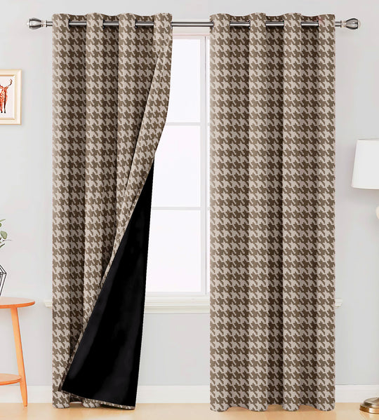 Ultimate Trends Premium Polyester Pixel Pattern Digital Printed Curtain, Brown Color, 1 Piece