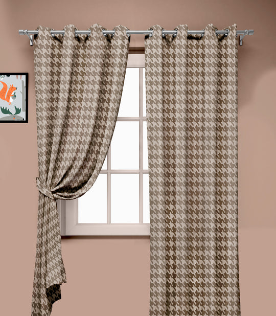 Ultimate Trends Premium Polyester Pixel Pattern Digital Printed Curtain, Brown Color, 1 Piece