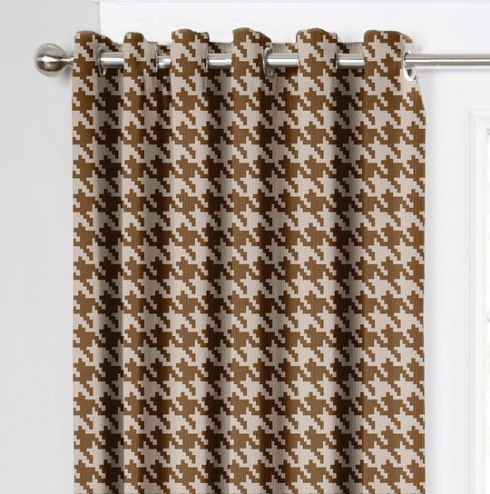 Ultimate Trends Premium Polyester Pixel Pattern Digital Printed Curtain, Dark Brown Color, 1 Piece