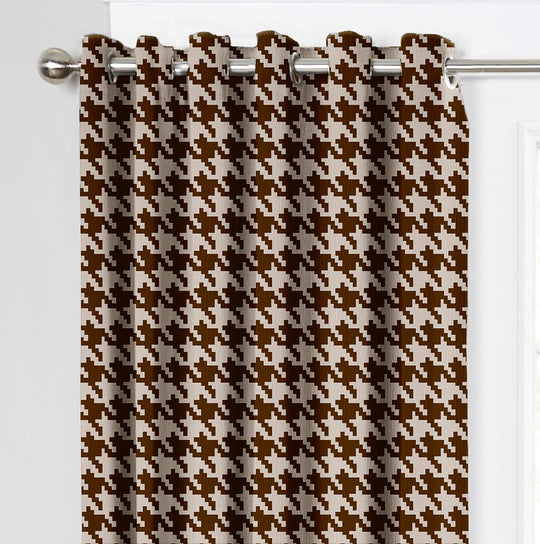 Ultimate Trends Premium Polyester Pixel Pattern Digital Printed Curtain, Chocolate Color, 1 Piece