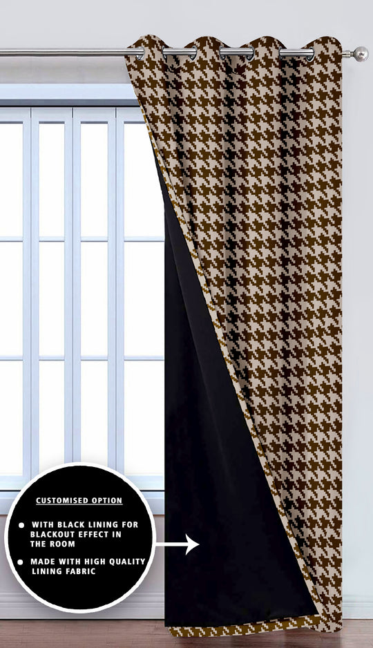 Ultimate Trends Premium Polyester Pixel Pattern Digital Printed Curtain, Chocolate Color, 1 Piece