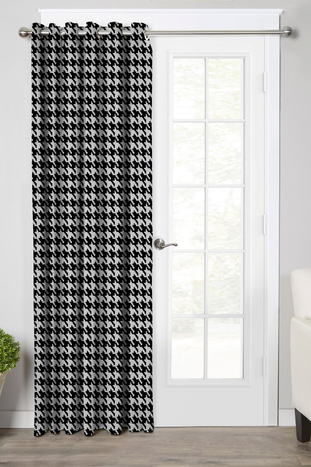 Ultimate Trends Premium Polyester Pixel Pattern Digital Printed Curtain, Black Color, 1 Piece