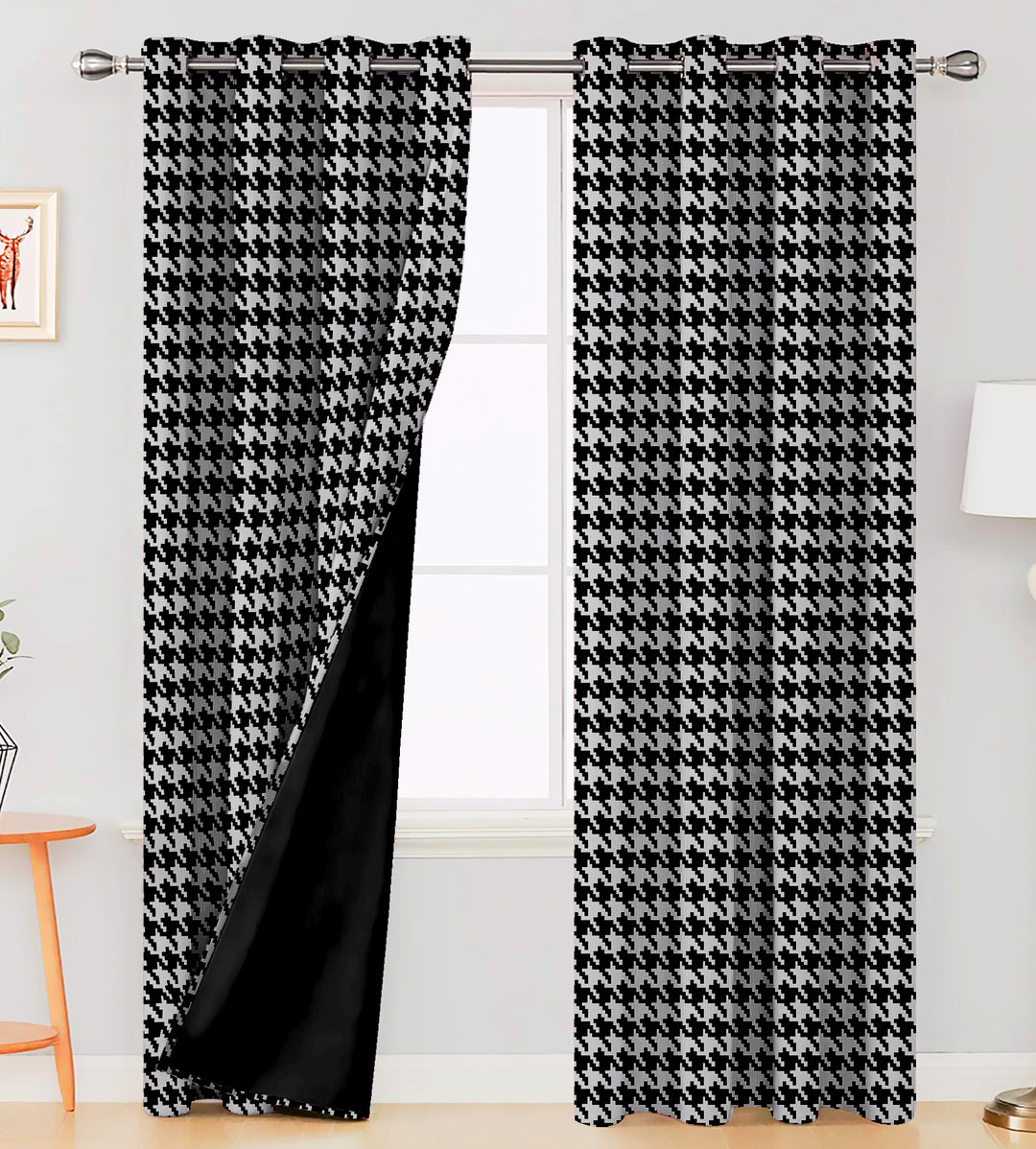 Ultimate Trends Premium Polyester Pixel Pattern Digital Printed Curtain, Black Color, 1 Piece