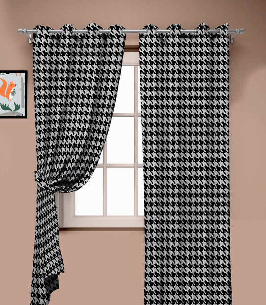 Ultimate Trends Premium Polyester Pixel Pattern Digital Printed Curtain, Black Color, 1 Piece