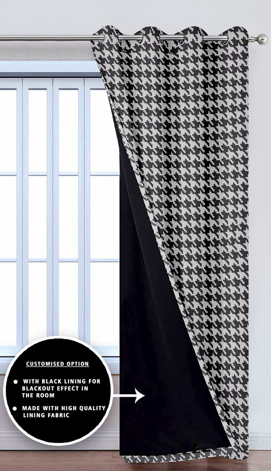 Ultimate Trends Premium Polyester Pixel Pattern Digital Printed Curtain, Charcoal Grey Color, 1 Piece