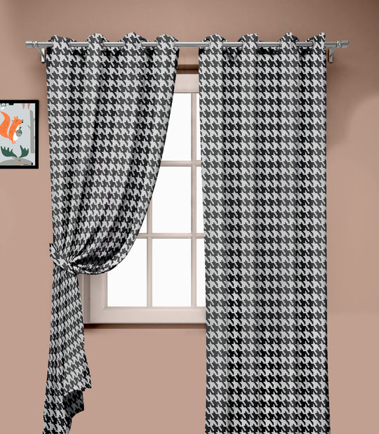 Ultimate Trends Premium Polyester Pixel Pattern Digital Printed Curtain, Charcoal Grey Color, 1 Piece