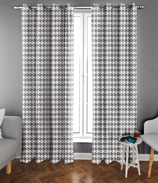 Ultimate Trends Premium Polyester Pixel Pattern Digital Printed Curtain, Steel Grey Color, 1 Piece