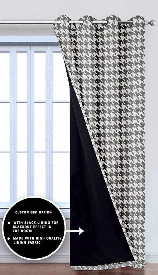 Ultimate Trends Premium Polyester Pixel Pattern Digital Printed Curtain, Steel Grey Color, 1 Piece