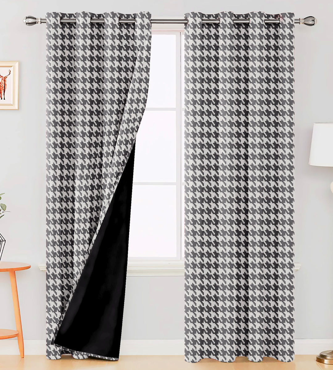 Ultimate Trends Premium Polyester Pixel Pattern Digital Printed Curtain, Steel Grey Color, 1 Piece