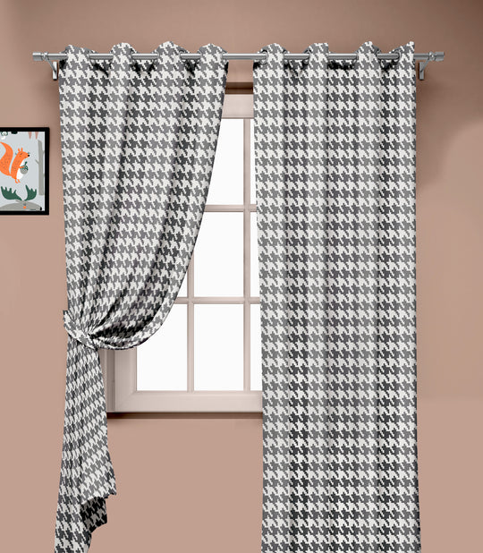 Ultimate Trends Premium Polyester Pixel Pattern Digital Printed Curtain, Steel Grey Color, 1 Piece