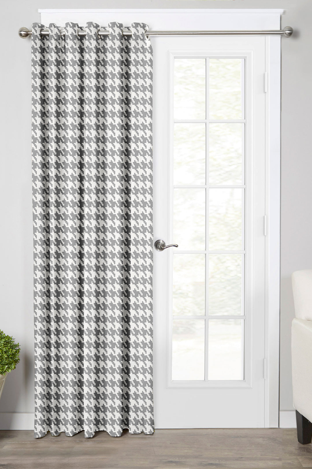 Ultimate Trends Premium Polyester Pixel Pattern Digital Printed Curtain, Grey Color, 1 Piece