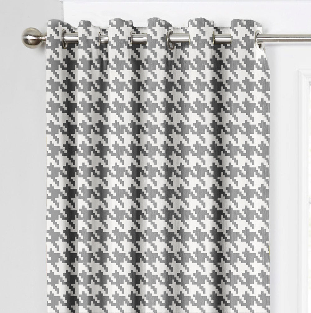 Ultimate Trends Premium Polyester Pixel Pattern Digital Printed Curtain, Grey Color, 1 Piece