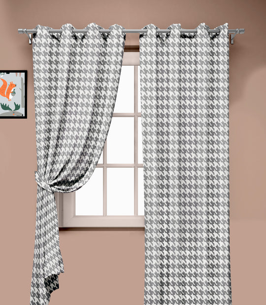 Ultimate Trends Premium Polyester Pixel Pattern Digital Printed Curtain, Grey Color, 1 Piece