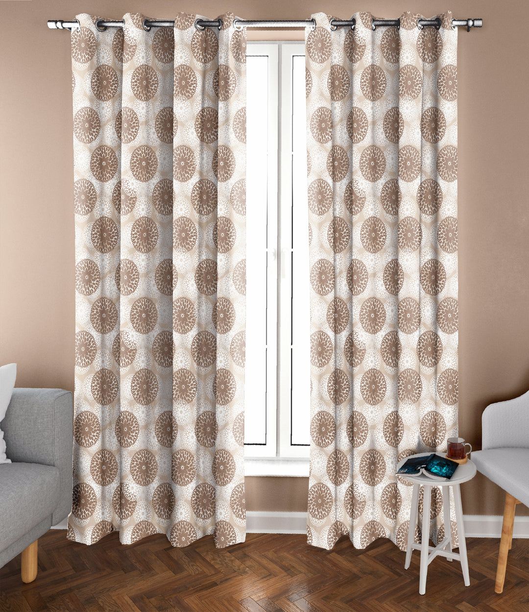 Ultimate Trends Premium Polyester Moire Pattern Digital Printed Curtain, Thunder Grey Color, 1 Piece