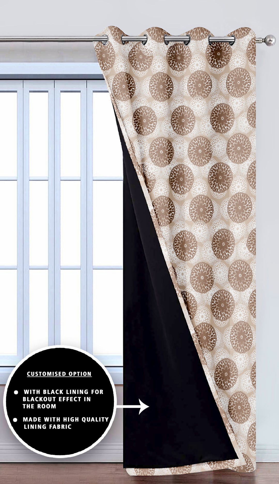 Ultimate Trends Premium Polyester Moire Pattern Digital Printed Curtain, Thunder Grey Color, 1 Piece