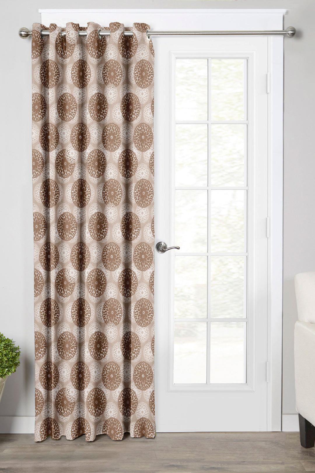 Ultimate Trends Premium Polyester Moire Pattern Digital Printed Curtain, Peanut Brown Color, 1 Piece