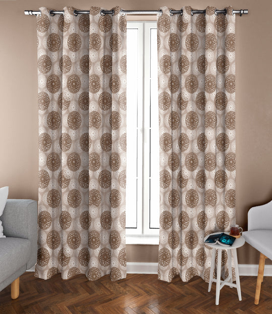 Ultimate Trends Premium Polyester Moire Pattern Digital Printed Curtain, Peanut Brown Color, 1 Piece