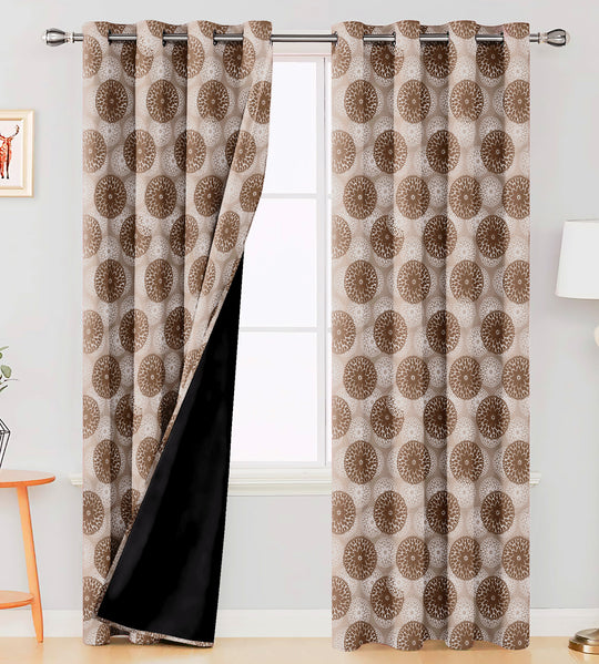 Ultimate Trends Premium Polyester Moire Pattern Digital Printed Curtain, Peanut Brown Color, 1 Piece