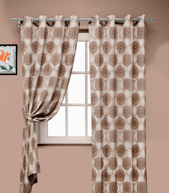 Ultimate Trends Premium Polyester Moire Pattern Digital Printed Curtain, Peanut Brown Color, 1 Piece