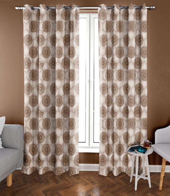 Ultimate Trends Premium Polyester Moire Pattern Digital Printed Curtain, Brown Color, 1 Piece