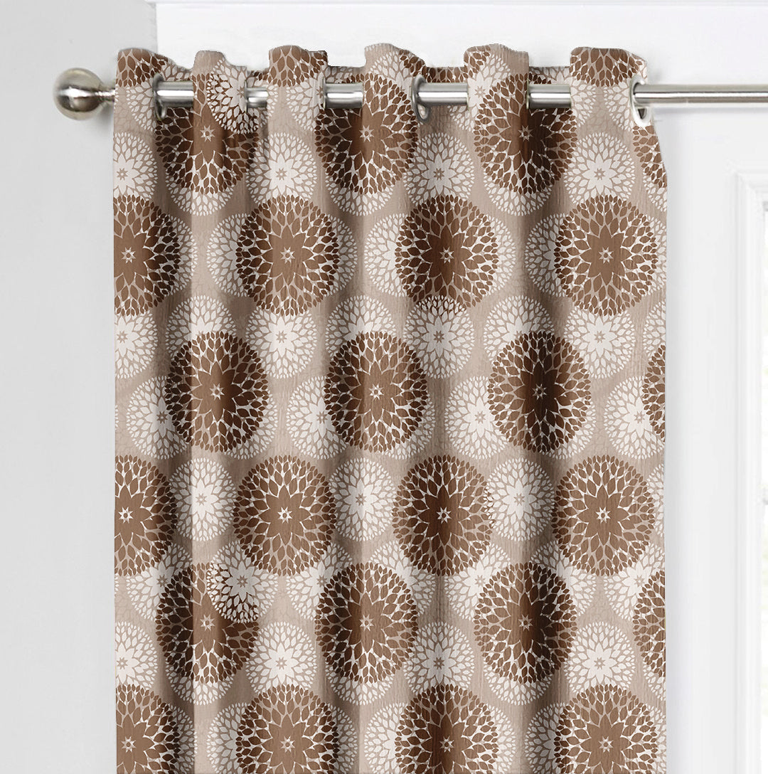 Ultimate Trends Premium Polyester Moire Pattern Digital Printed Curtain, Brown Color, 1 Piece