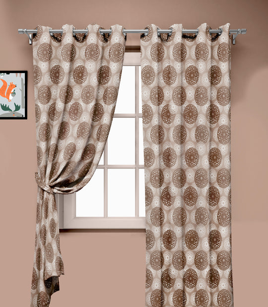 Ultimate Trends Premium Polyester Moire Pattern Digital Printed Curtain, Brown Color, 1 Piece