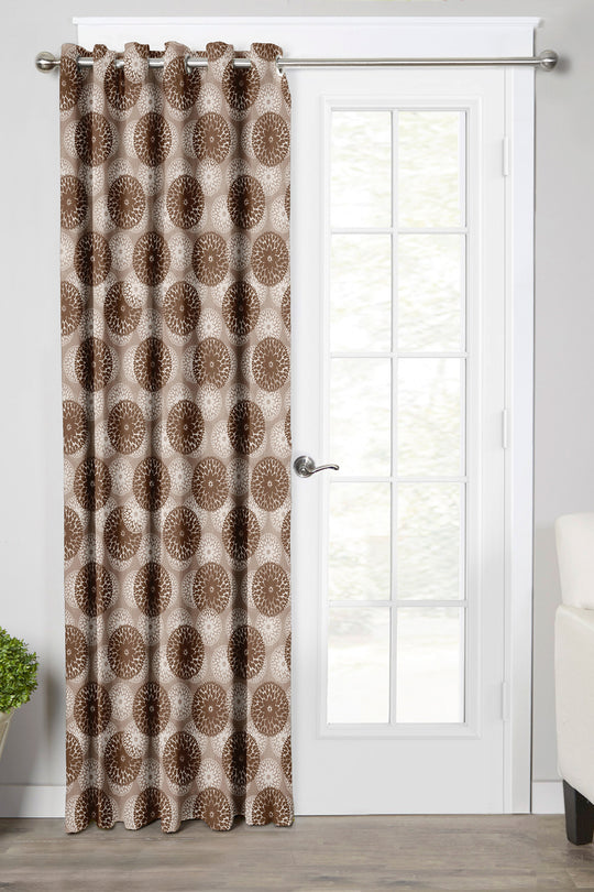 Ultimate Trends Premium Polyester Pixel Pattern Digital Printed Curtain, Dark Brown Color, 1 Piece