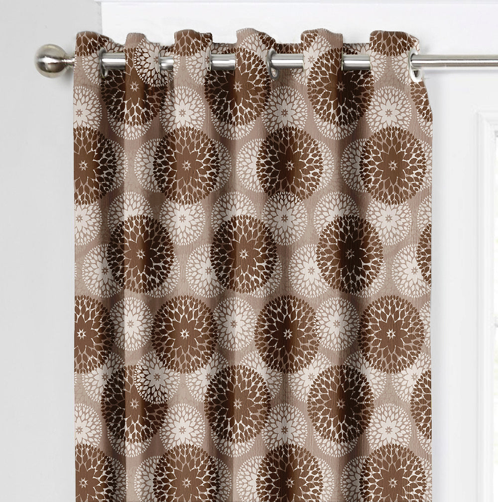 Ultimate Trends Premium Polyester Pixel Pattern Digital Printed Curtain, Dark Brown Color, 1 Piece