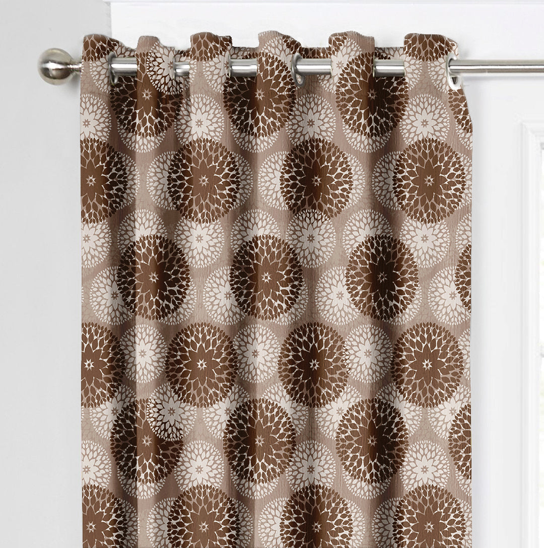 Ultimate Trends Premium Polyester Pixel Pattern Digital Printed Curtain, Dark Brown Color, 1 Piece