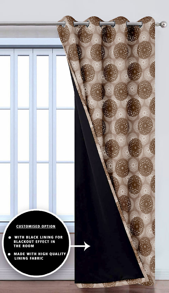 Ultimate Trends Premium Polyester Pixel Pattern Digital Printed Curtain, Dark Brown Color, 1 Piece