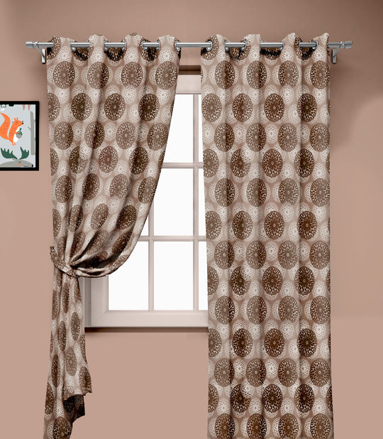 Ultimate Trends Premium Polyester Pixel Pattern Digital Printed Curtain, Dark Brown Color, 1 Piece