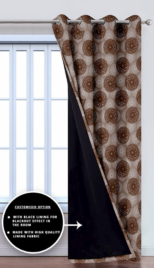 Ultimate Trends Premium Polyester Moire Pattern Digital Printed Curtain, Chocolate Color, 1 Piece