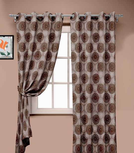 Ultimate Trends Premium Polyester Moire Pattern Digital Printed Curtain, Chocolate Color, 1 Piece