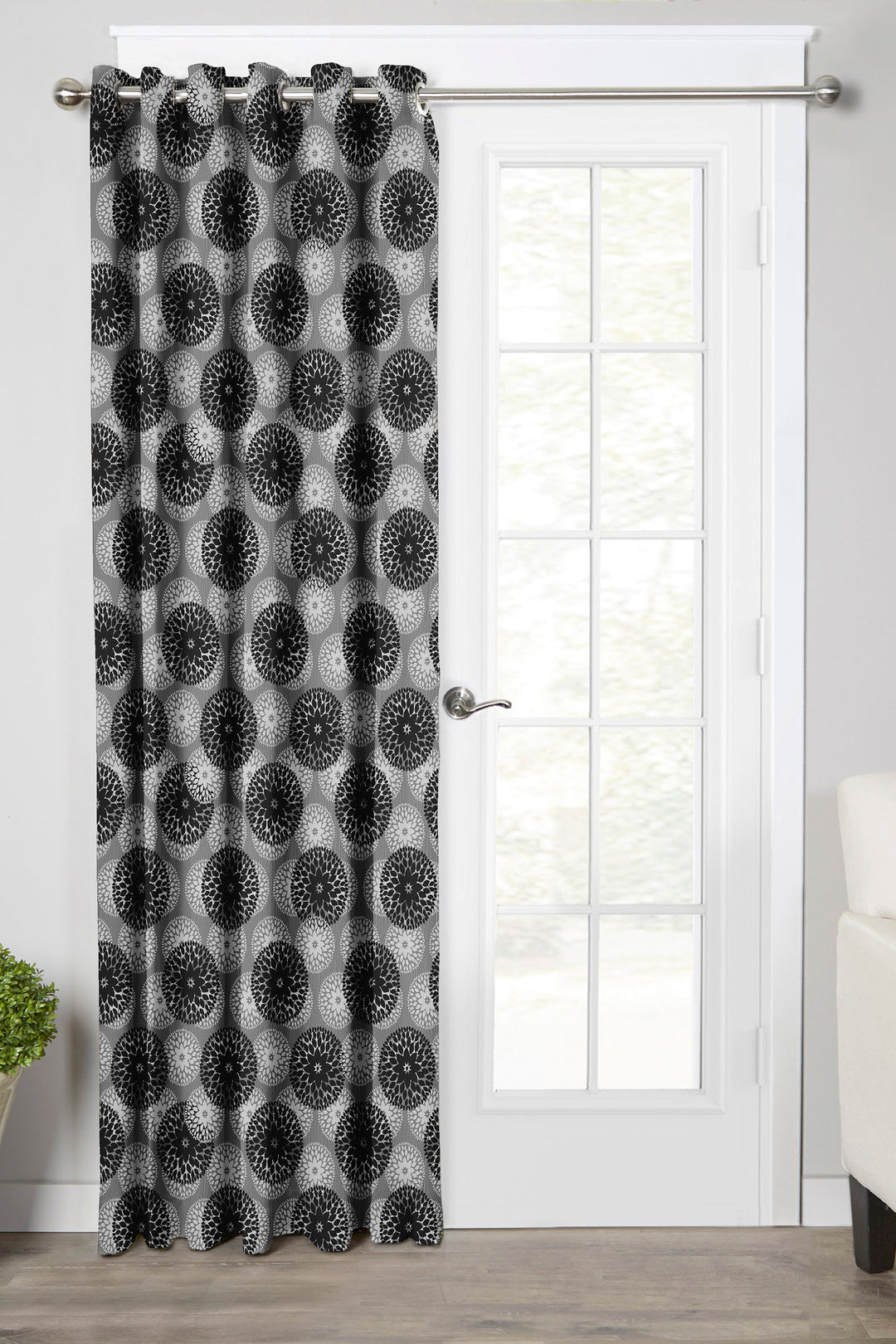 Ultimate Trends Premium Polyester Moire Pattern Digital Printed Curtain, Black Color, 1 Piece