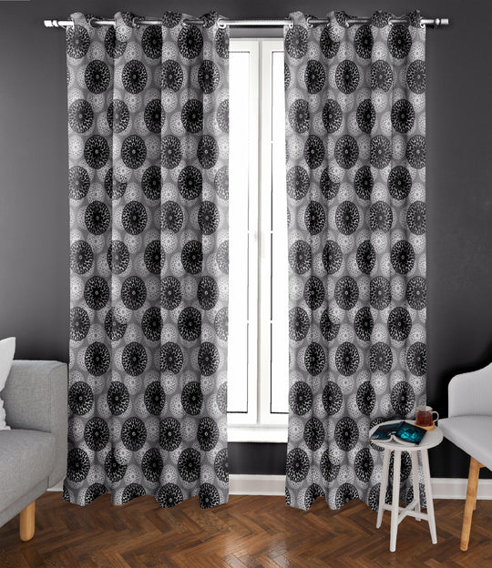 Ultimate Trends Premium Polyester Moire Pattern Digital Printed Curtain, Black Color, 1 Piece