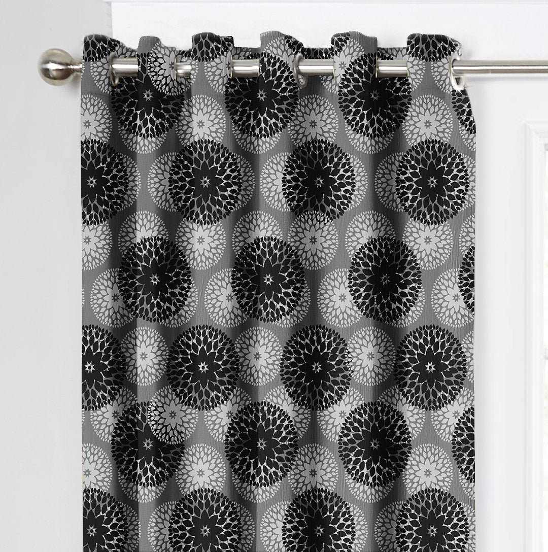 Ultimate Trends Premium Polyester Moire Pattern Digital Printed Curtain, Black Color, 1 Piece