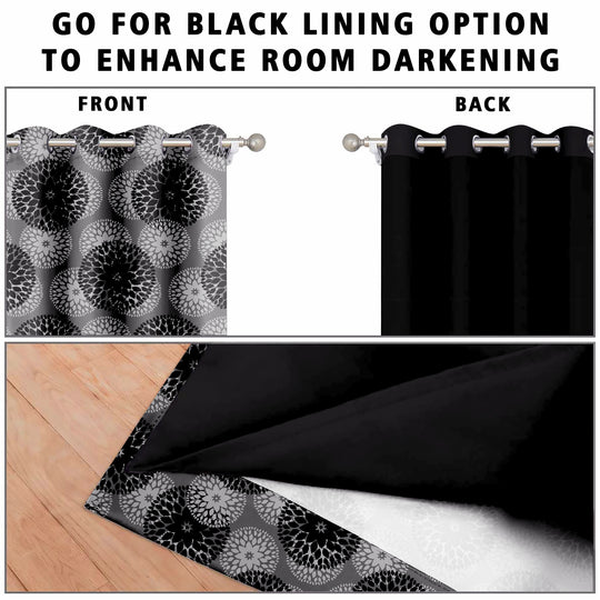 Ultimate Trends Premium Polyester Moire Pattern Digital Printed Curtain, Black Color, 1 Piece