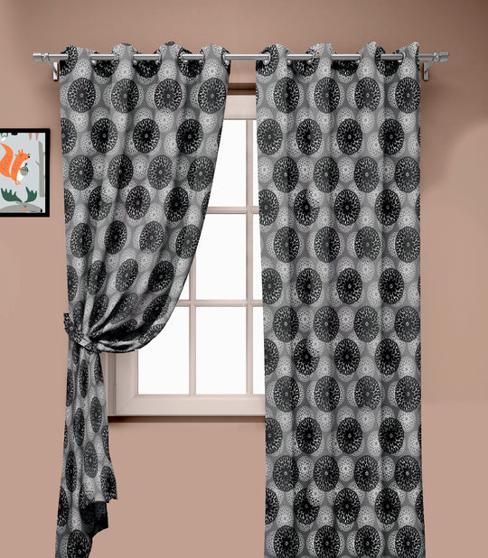 Ultimate Trends Premium Polyester Moire Pattern Digital Printed Curtain, Black Color, 1 Piece