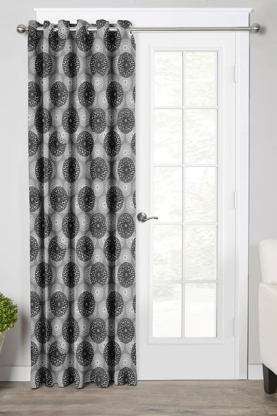 Ultimate Trends Premium Polyester Moire Pattern Digital Printed Curtain, Charcoal Grey Color, 1 Piece