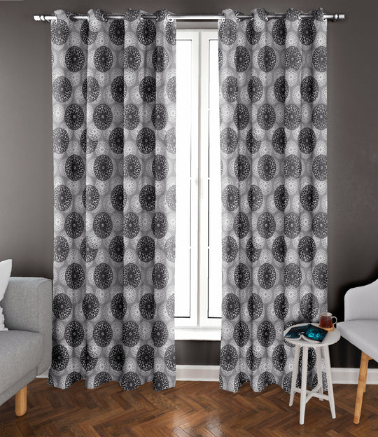 Ultimate Trends Premium Polyester Moire Pattern Digital Printed Curtain, Charcoal Grey Color, 1 Piece