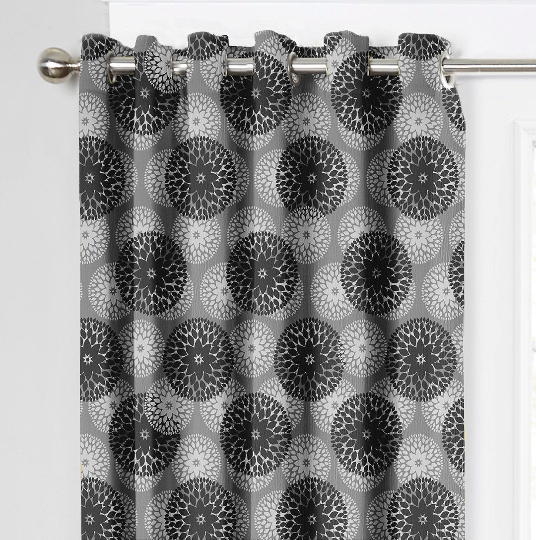 Ultimate Trends Premium Polyester Moire Pattern Digital Printed Curtain, Charcoal Grey Color, 1 Piece