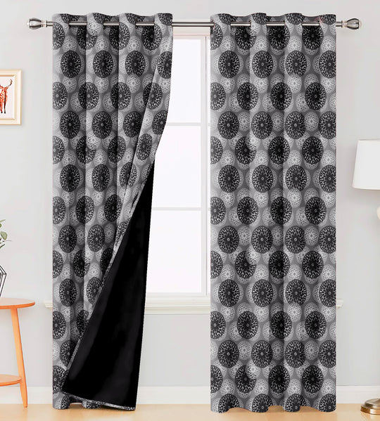 Ultimate Trends Premium Polyester Moire Pattern Digital Printed Curtain, Charcoal Grey Color, 1 Piece