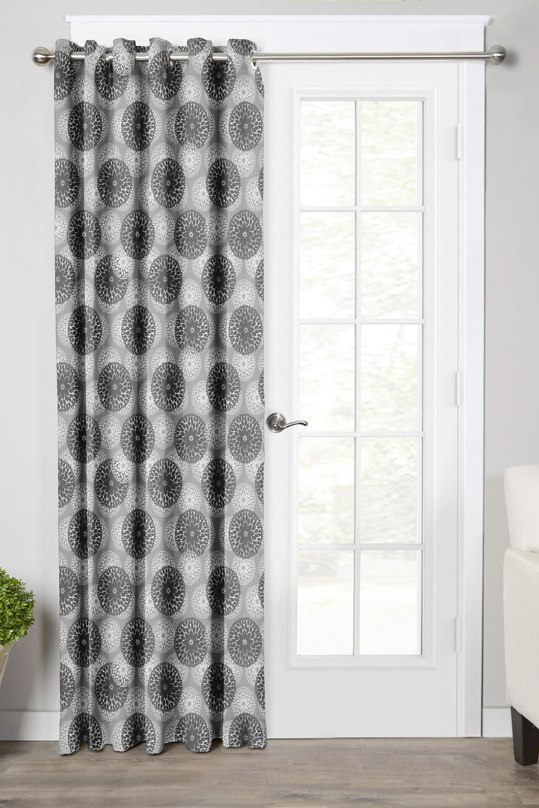 Ultimate Trends Premium Polyester Moire Pattern Digital Printed Curtain, Steel Grey Color, 1 Piece