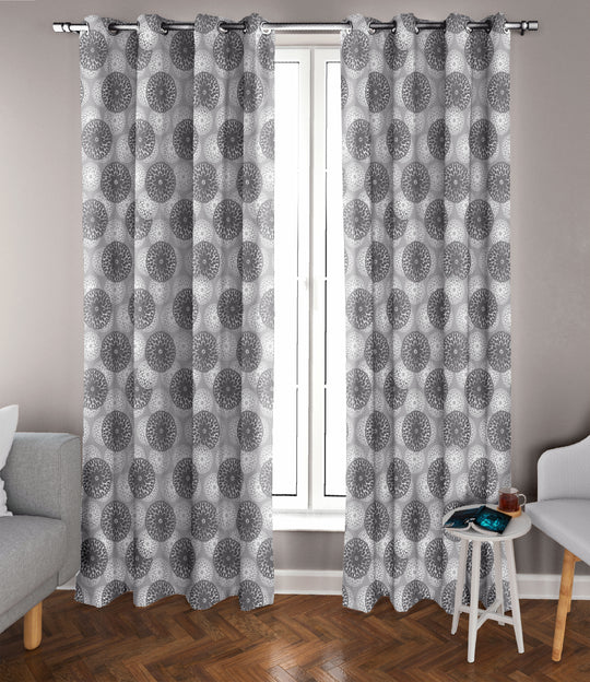 Ultimate Trends Premium Polyester Moire Pattern Digital Printed Curtain, Steel Grey Color, 1 Piece