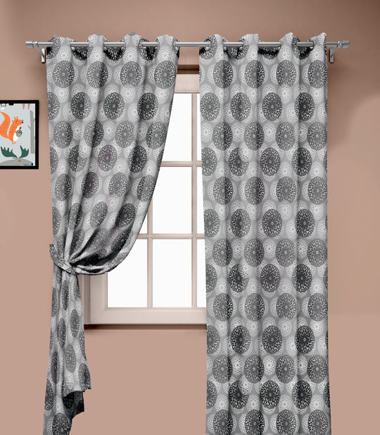 Ultimate Trends Premium Polyester Moire Pattern Digital Printed Curtain, Steel Grey Color, 1 Piece