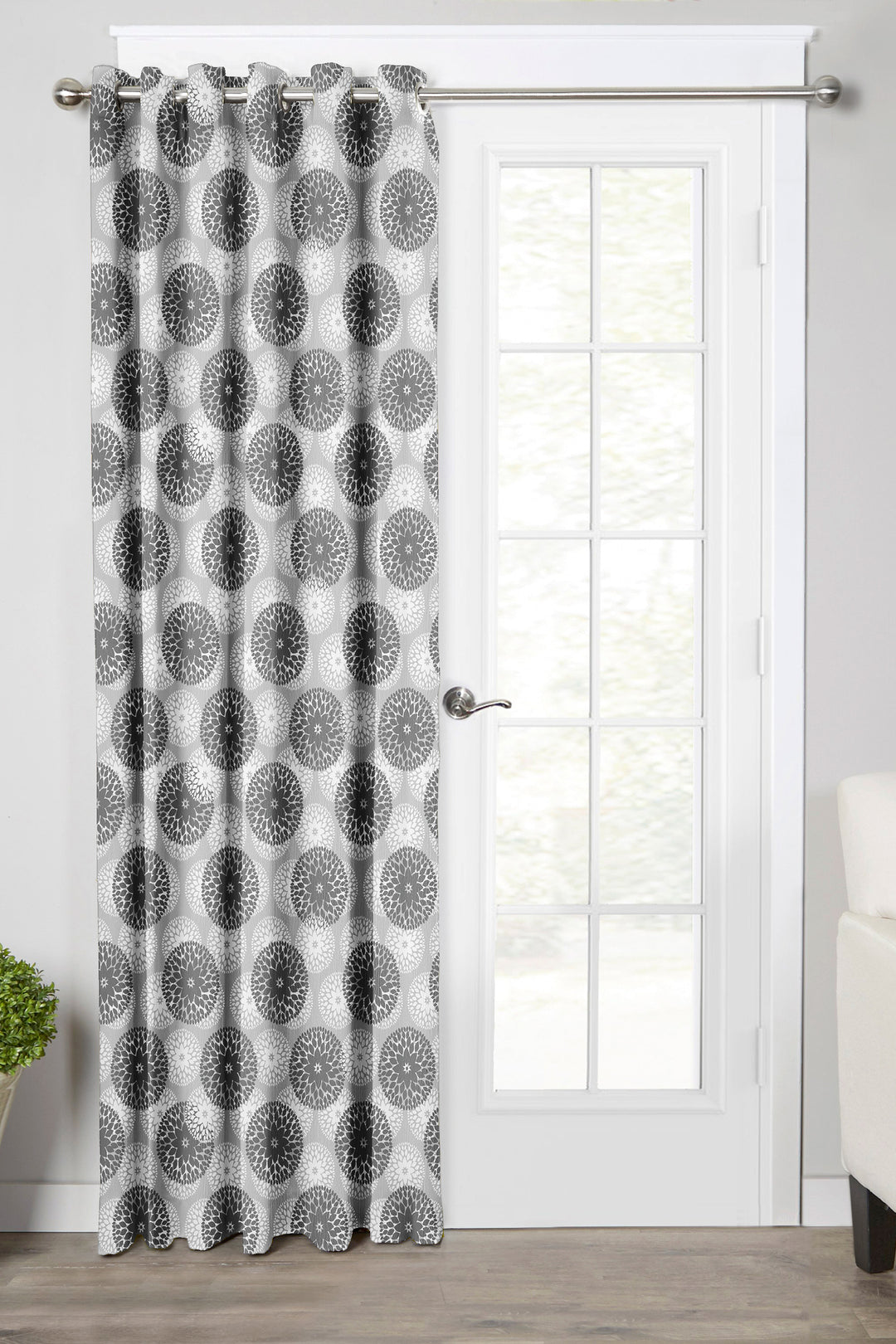 Ultimate Trends Premium Polyester Moire Pattern Digital Printed Curtain, Grey Color, 1 Piece