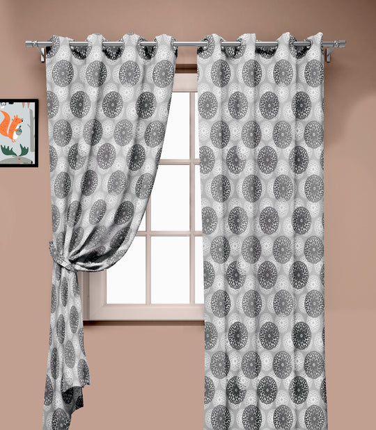 Ultimate Trends Premium Polyester Moire Pattern Digital Printed Curtain, Grey Color, 1 Piece