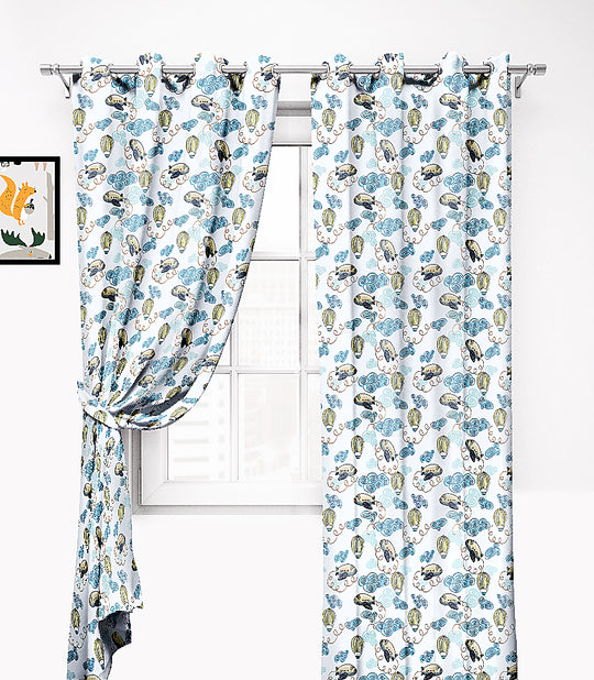 Ultimate Trends Premium Polyester Kids Room Curtain Multi Color, Aeroplan, 1 Piece