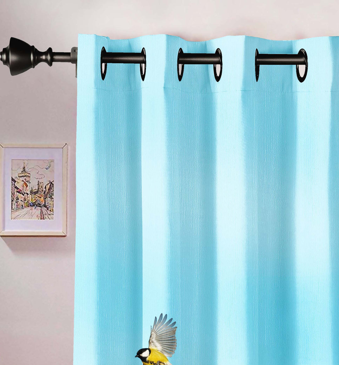 Ultimate Trends Premium Polyester 3D Cartoon Kids Room Curtain Sky Blue Color, Princess, 1 Piece