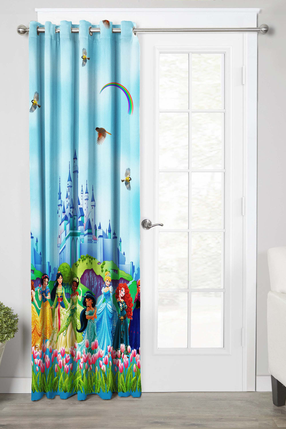 Ultimate Trends Premium Polyester 3D Cartoon Kids Room Curtain Sky Blue Color, Princess, 1 Piece